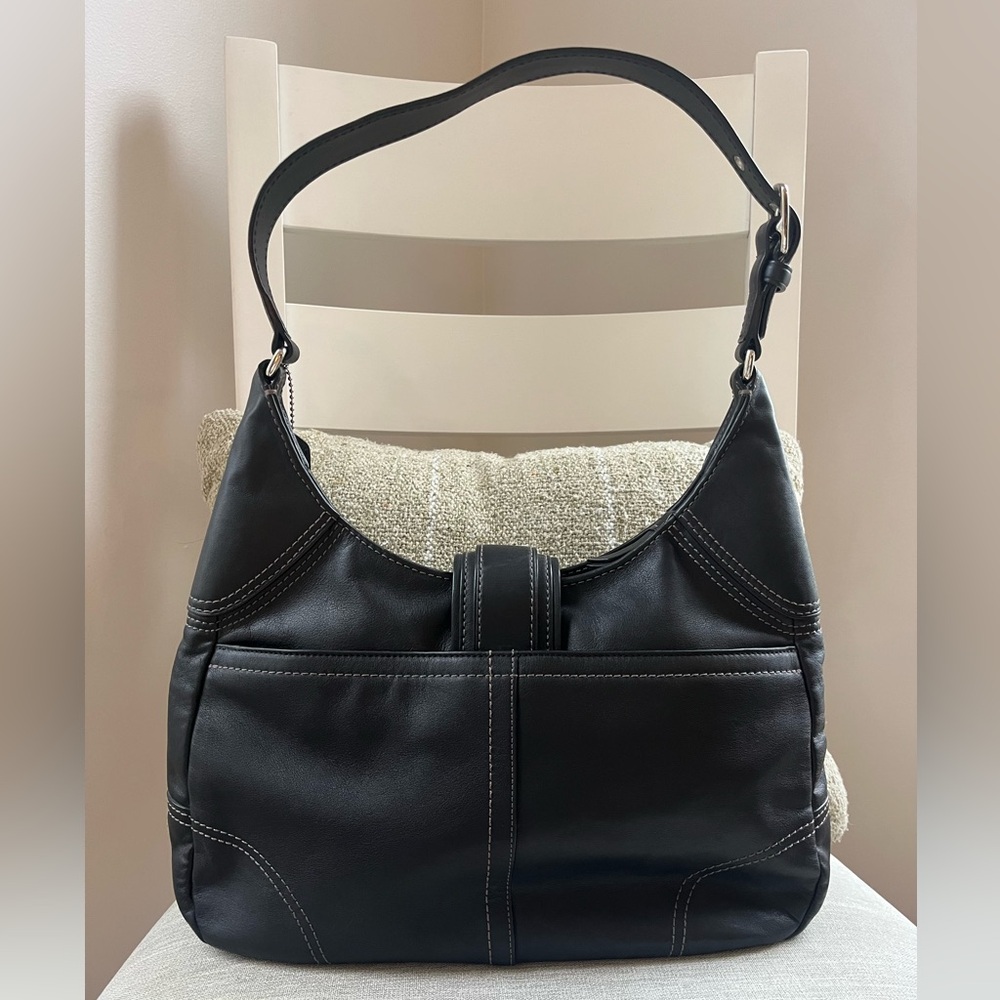 Vintage Coach Soho F1197 Black Leather Buckle Shoulder Bag – Y2K 2000s Classic - Picture 8 of 12